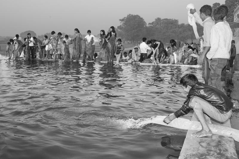 Challenges Impacting the Connection between Water and Religion - a constructed tank used for performing religious rituals being filled with groundwater in a village in Bhojpur district, Bihar